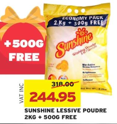 SUNSHINE LESSIVE POUDRE 2KG + 500G FREE
