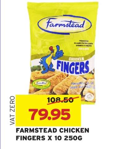 FARMSTEAD CHICKEN FINGERS X 10 250G