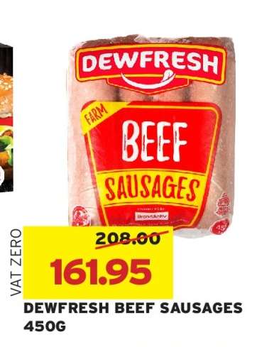 DEWFRESH BEEF SAUSAGES 450G