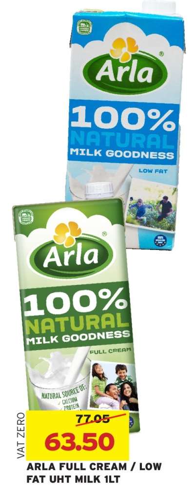 Arla Full Cream/Low Fat UHT Milk 1lt