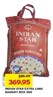 INDIAN STAR EXTRA LONG BASMATI RICE 5KG