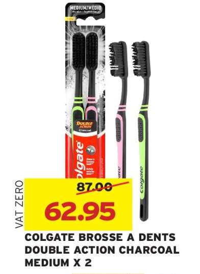 COLGATE BROSSE A DENTS DOUBLE ACTION CHARCOAL MEDIUM X 2