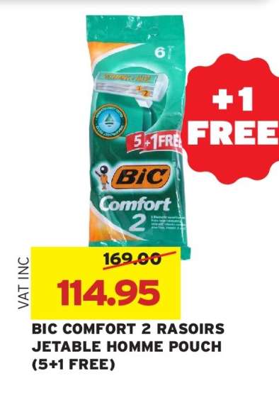 BIC COMFORT 2 RASOIRS JETABLE HOMME POUCH (5+1 FREE)