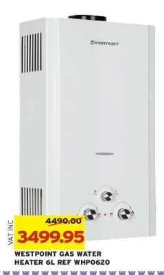 WESTPOINT GAS WATER HEATER 6L REF WHP0620