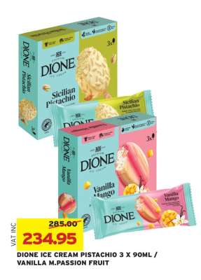 DIONE ICE CREAM PISTACHIO 3 X 90ML / VANILLA M.PASSION FRUIT