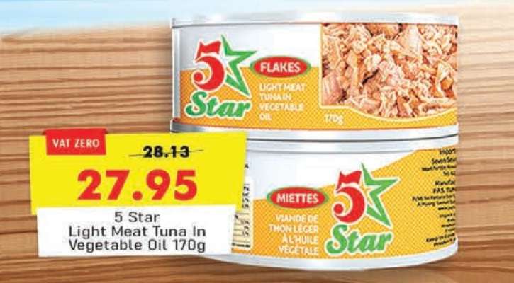 5 Star Light Meat Tuna in Vegetable Oil 170g