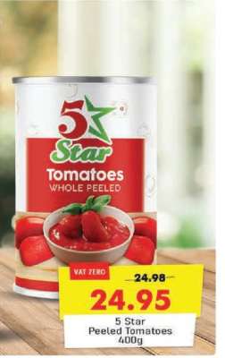 5 Star Peeled Tomatoes 400g