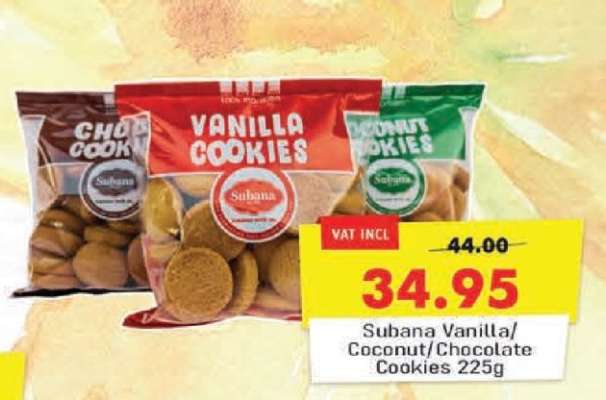 Subana Vanilla/Coconut/Chocolate Cookies 225g