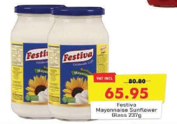 Festiva Mayonnaise Sunflower Glass 237g