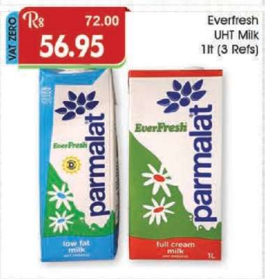 EVERFRESH UHT MILK 1LT (3 REFS)