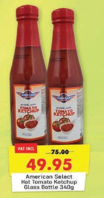 American Select Hot Tomato Ketchup Glass Bottle 340g