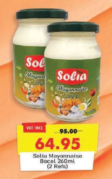 Solia Mayonnaise Bocal 260ml (2 Refs)