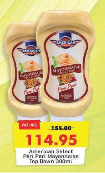 American Select Peri Peri Mayonnaise Top Down 300ml