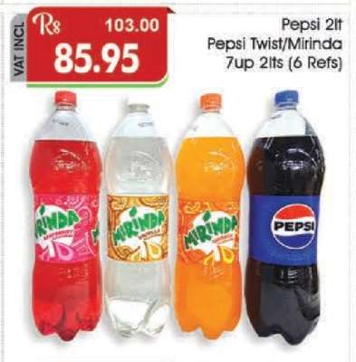 Pepsi 2lt, Pepsi Twist/Mirinda, 7up 2lts (6 Refs)