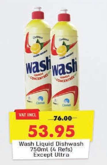 Wash Liquid Dishwash 750ml (4 Refs) Except Ultra