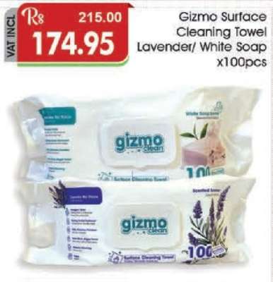 Gizmo Surface Cleaning Towel Lavender/White Soap x100pcs