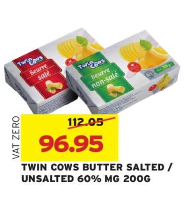 TWIN COWS BUTTER SALTED / UNSALTED 60% MG 200G