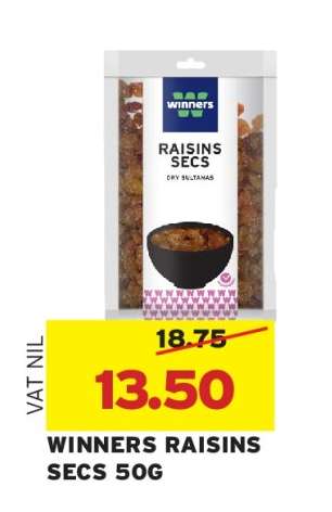 WINNERS RAISINS SECS 50G