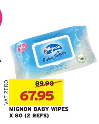 MIGNON BABY WIPES X 80 (2 REFS)
