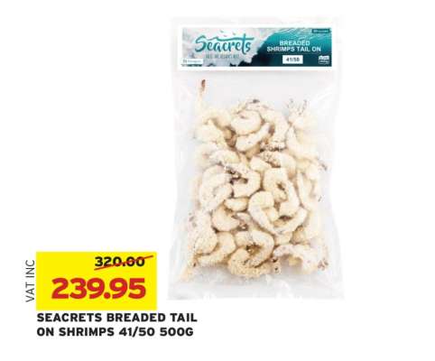 SEACRETS BREADED TAIL ON SHRIMPS 41/50 500G