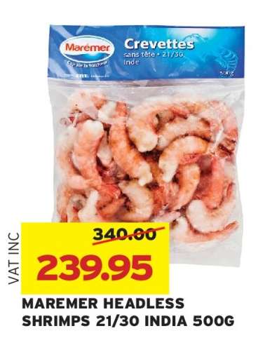 MARÉMER HEADLESS SHRIMPS 21/30 INDIA 500G