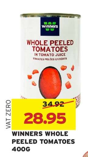 WINNERS WHOLE PEELED TOMATOES 400G