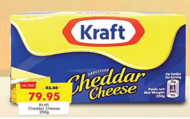 KRAFT CHEDDAR CHEESE 250G