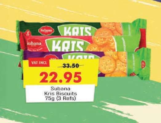Subana Kris Biscuits 75g (3 Refs)