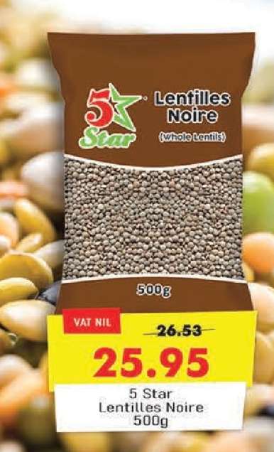 5 Star Lentilles Noire 500g