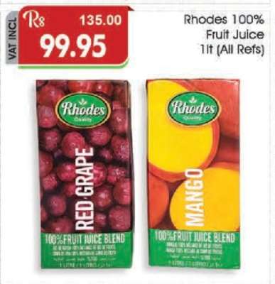 Rhodes 100% Fruit Juice 1lt (All Refs)