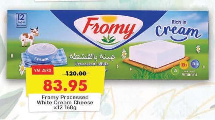Fromy Processed White Cream Cheese x12 168g