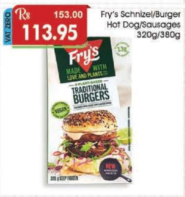 Fry's Schnizel/Burger Hot Dog/Sausages 320g/380g