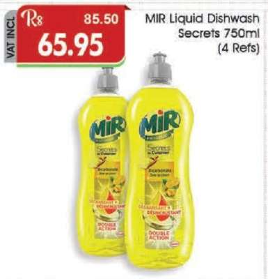 MIR Liquid Dishwash Secrets 750ml (4 Refs)