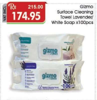 Gizmo Surface Cleaning Towel Lavender/White Soap x100pcs