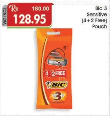 Bic 3 Sensitive (4+2 Free) Pouch