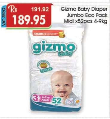 Gizmo Baby Diaper Jumbo Eco Pack Midi x52pcs 4-9kg