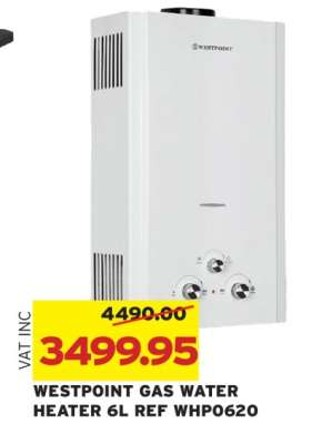 WESTPOINT GAS WATER HEATER 6L REF WHP0620