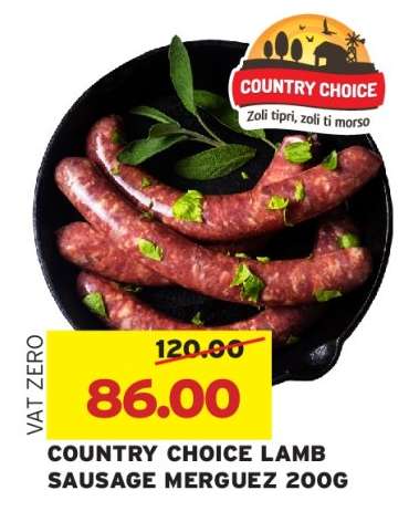 COUNTRY CHOICE LAMB SAUSAGE MERGUEZ 200G