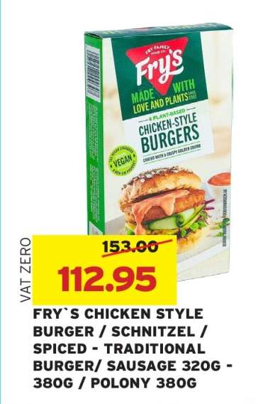 FRY`S CHICKEN STYLE BURGER / SCHNITZEL / SPICED - TRADITIONAL BURGER/ SAUSAGE 320G - 380G / POLONY 380G