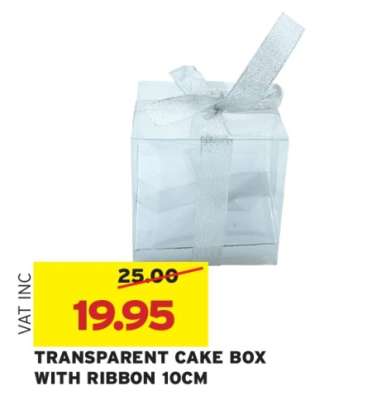 TRANSPARENT CAKE BOX WITH RIBBON 10CM