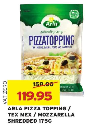ARLA PIZZA TOPPING / TEX MEX / MOZZARELLA SHREDDED 175G