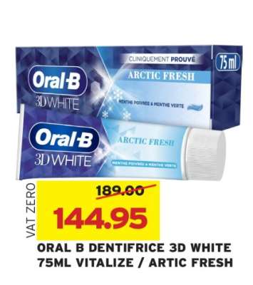 ORAL B DENTIFRICE 3D WHITE 75ML VITALIZE / ARTIC FRESH