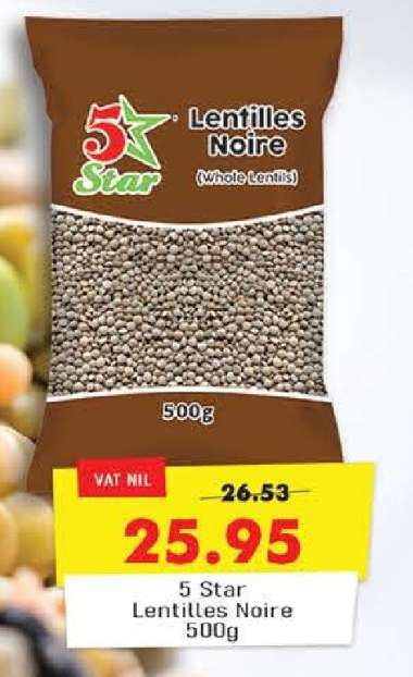 5 Star Lentilles Noire 500g