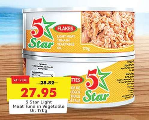 5 Star Light Meat Tuna in Vegetable Oil 170g