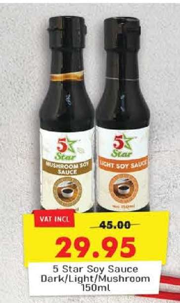 5 Star Soy Sauce Dark/Light/Mushroom 150ml