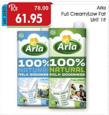 Arla Full Cream/Low Fat UHT 1lt