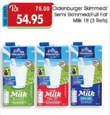 Oldenburger Skimmed Semi Skimmed/Full Fat Milk 1lt (3 Refs)