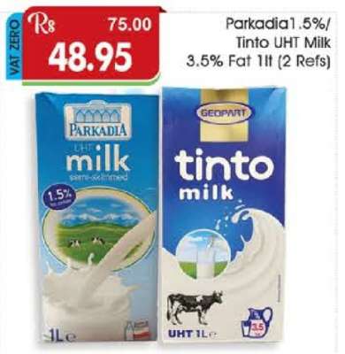 Parkadia 1.5%/Tinto UHT Milk 3.5% Fat 1lt (2 Refs)