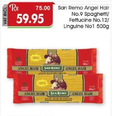 San Remo Angel Hair No.9 Spaghetti/Fettuccine No.12/Linguine No1 500g