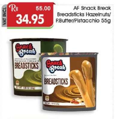AF Snack Break Breadsticks Hazelnuts/P.Butter/Pistacchio 55g